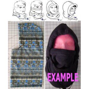 BRAND NEW HANDMADE BALACLAVA HOOD FACE MASK SKI FLEECE BLUE GREEN GRAY STRIPE